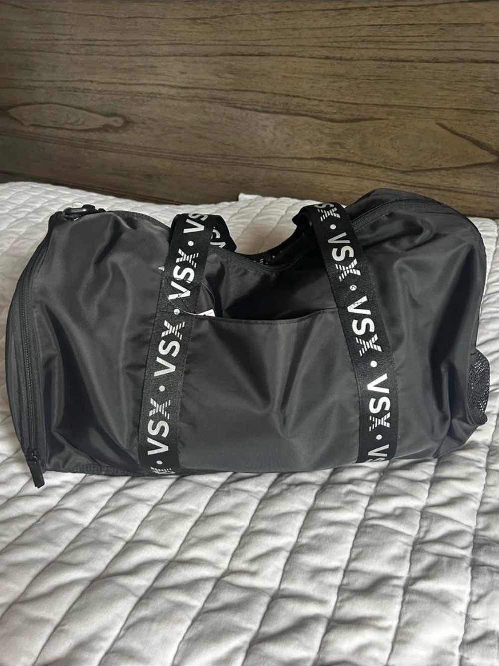 Victoria's Secret Black VSX Logo Strap Duffel Bag